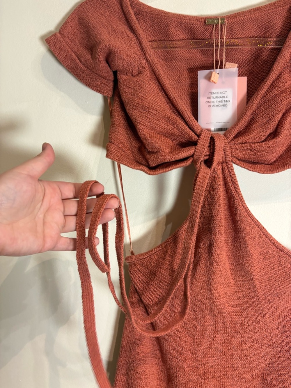 Cult Gaia NWT Alicia Cutout Knit Off-The-Shoulder Midi Dress in Jasper Small - Picture 13 of 16